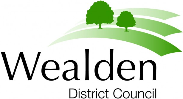 The words Wealden District Council on a white background with green trees